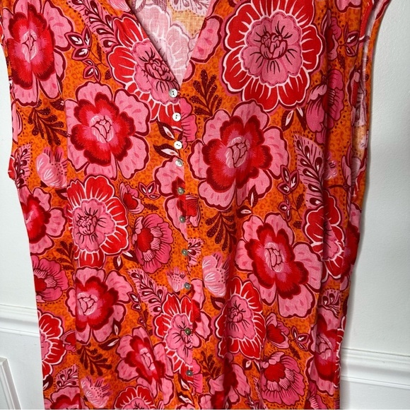 Madly Sweetly WATERMELON SUGAR MIDI Linen Dress Womens 18 - Picture 3 of 9